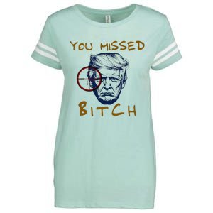 Trump You Missed Bitch Trump Shootting Target Enza Ladies Jersey Football T-Shirt