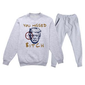 Trump You Missed Bitch Trump Shootting Target Premium Crewneck Sweatsuit Set