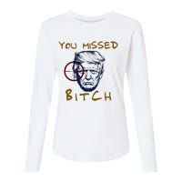 Trump You Missed Bitch Trump Shootting Target Womens Cotton Relaxed Long Sleeve T-Shirt