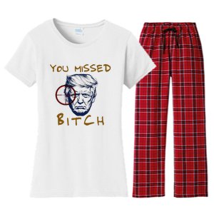 Trump You Missed Bitch Trump Shootting Target Women's Flannel Pajama Set