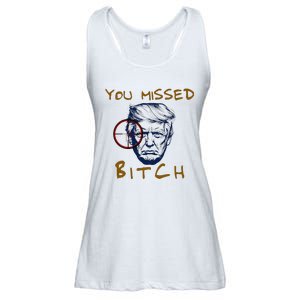 Trump You Missed Bitch Trump Shootting Target Ladies Essential Flowy Tank