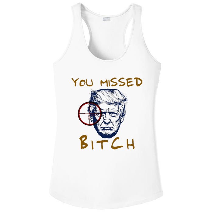 Trump You Missed Bitch Trump Shootting Target Ladies PosiCharge Competitor Racerback Tank