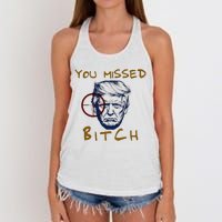 Trump You Missed Bitch Trump Shootting Target Women's Knotted Racerback Tank