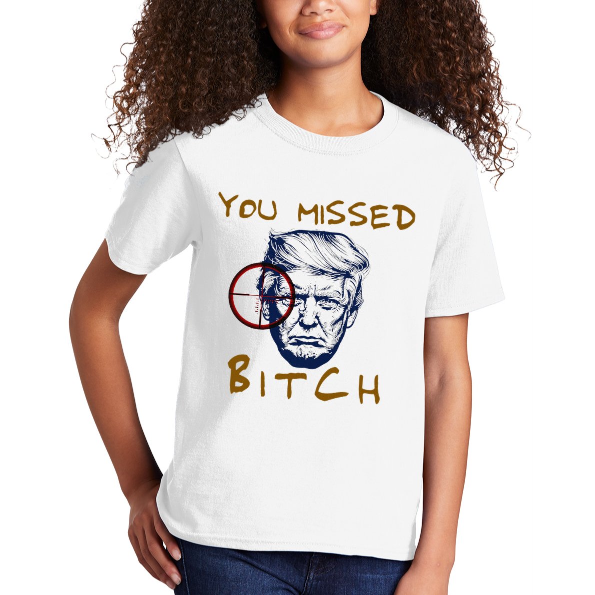 Trump You Missed Bitch Trump Shootting Target Kids T-Shirt