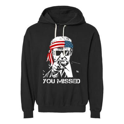 Trump You Missed Middle Finger 24 Vote Trump Garment-Dyed Fleece Hoodie