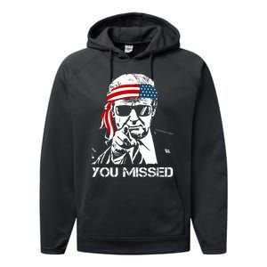 Trump You Missed Middle Finger 24 Vote Trump Performance Fleece Hoodie