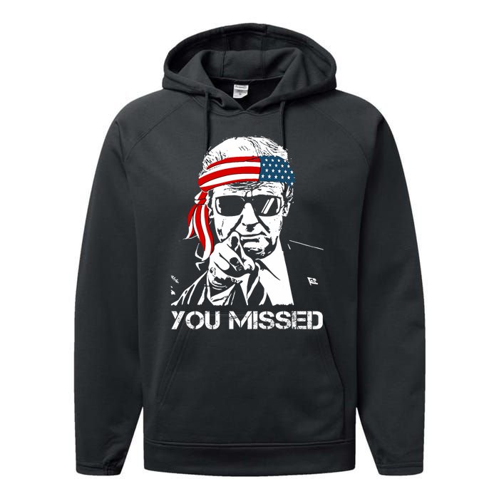 Trump You Missed Middle Finger 24 Vote Trump Performance Fleece Hoodie