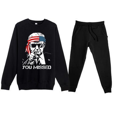 Trump You Missed Middle Finger 24 Vote Trump Premium Crewneck Sweatsuit Set