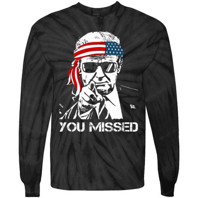 Trump You Missed Middle Finger 24 Vote Trump Tie-Dye Long Sleeve Shirt