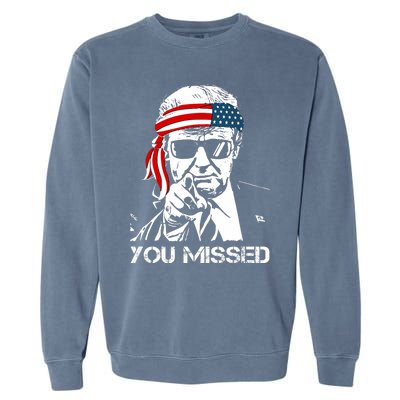 Trump You Missed Middle Finger 24 Vote Trump Garment-Dyed Sweatshirt