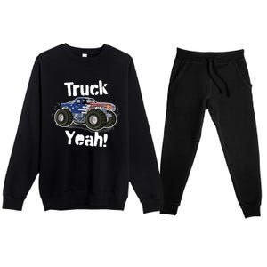 Truck Yeah! Monster Truck Gift Premium Crewneck Sweatsuit Set