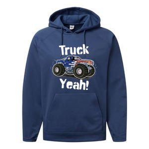 Truck Yeah! Monster Truck Gift Performance Fleece Hoodie