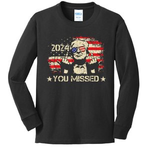 Trump You Missed Funny Trump 2024 Kids Long Sleeve Shirt