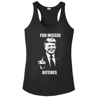 Trump You Missed Bitches Ladies PosiCharge Competitor Racerback Tank