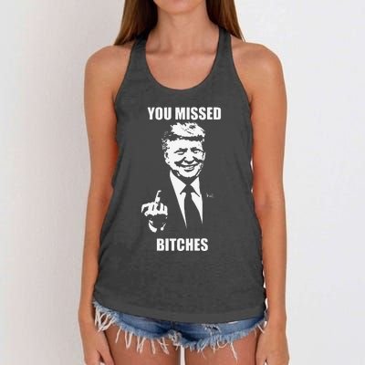 Trump You Missed Bitches Women's Knotted Racerback Tank