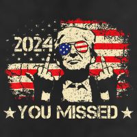 Trump You Missed Funny Trump 2024 7 Panel Mesh Trucker Snapback Hat