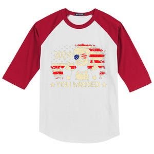 Trump You Missed Funny Trump 2024 Kids Colorblock Raglan Jersey