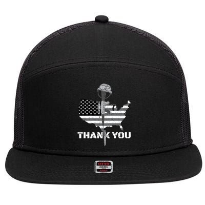 Thank You Military Veterans Memorial Day Remember Gift 7 Panel Mesh Trucker Snapback Hat