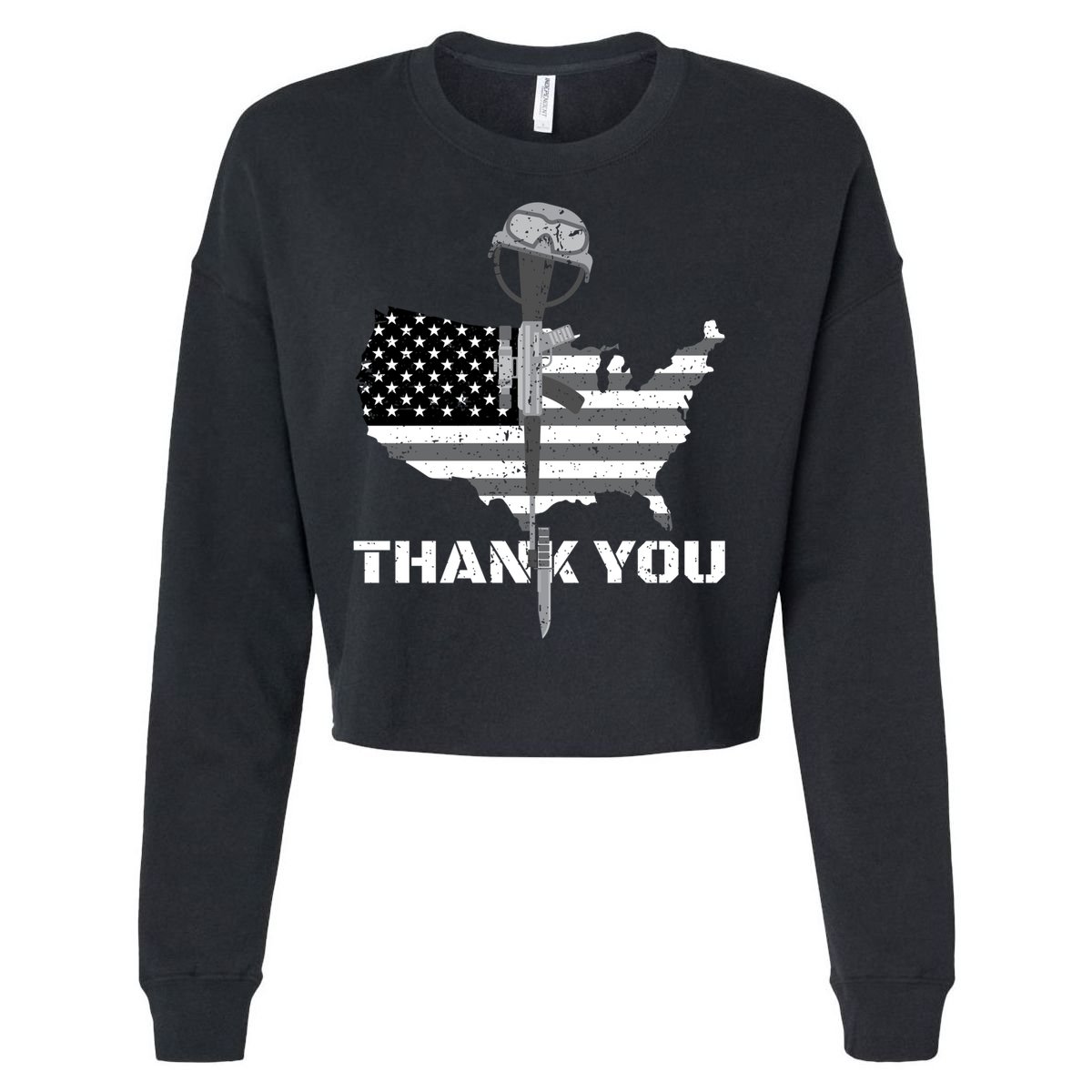 Thank You Military Veterans Memorial Day Remember Gift Cropped Pullover Crew