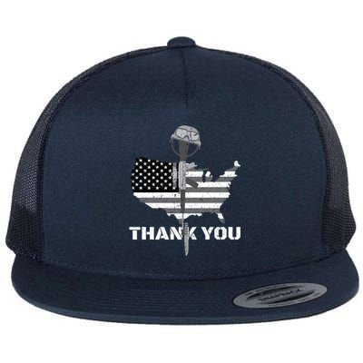 Thank You Military Veterans Memorial Day Remember Gift Flat Bill Trucker Hat