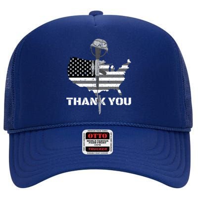 Thank You Military Veterans Memorial Day Remember Gift High Crown Mesh Back Trucker Hat