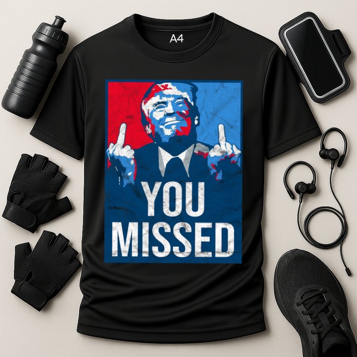Trump You Missed Shooting Assassination Attempt Middle Finger Usa Patrioti Cooling Performance Crew T-Shirt