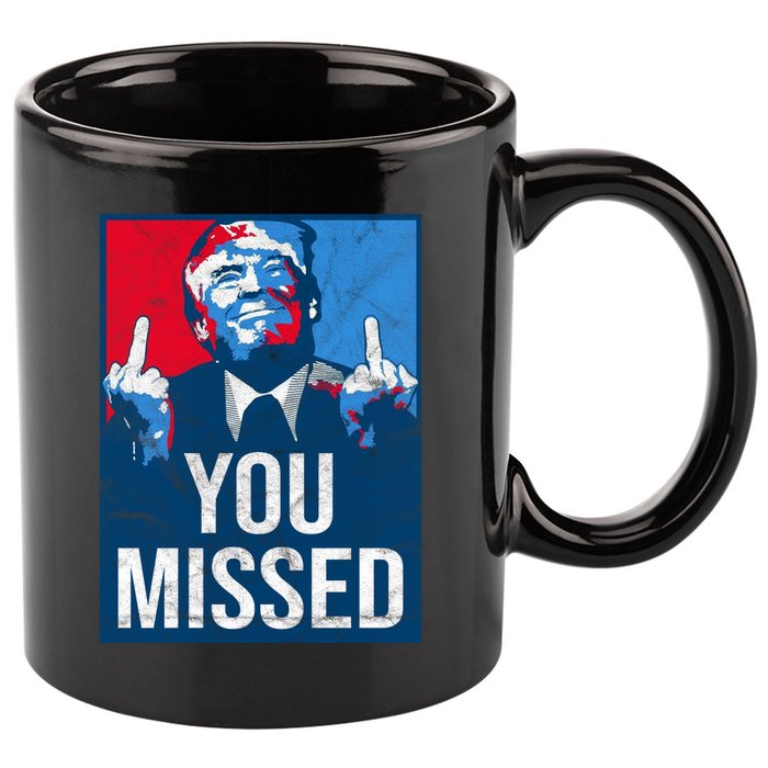 Trump You Missed Shooting Assassination Attempt Middle Finger Usa Patrioti 11oz C Handle Ceramic Mug