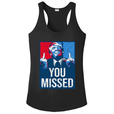 Trump You Missed Shooting Assassination Attempt Middle Finger Usa Patrioti Ladies PosiCharge Competitor Racerback Tank