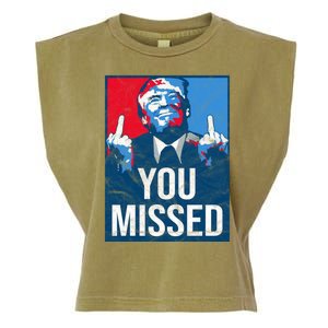 Trump You Missed Shooting Assassination Attempt Middle Finger Usa Patrioti Garment-Dyed Women's Muscle Tee