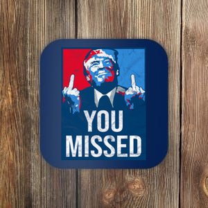 Trump You Missed Shooting Assassination Attempt Middle Finger Usa Patrioti Coaster