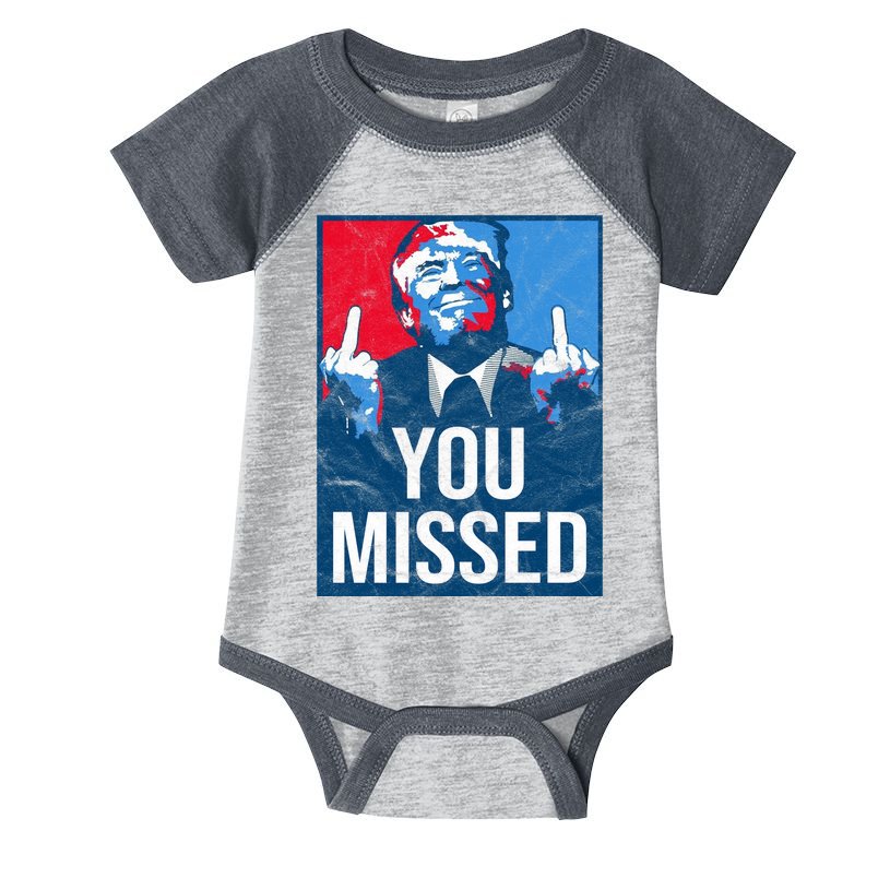 Trump You Missed Shooting Assassination Attempt Middle Finger Usa Patrioti Infant Baby Jersey Bodysuit