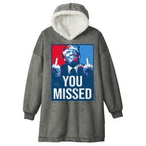 Trump You Missed Shooting Assassination Attempt Middle Finger Usa Patrioti Hooded Wearable Blanket