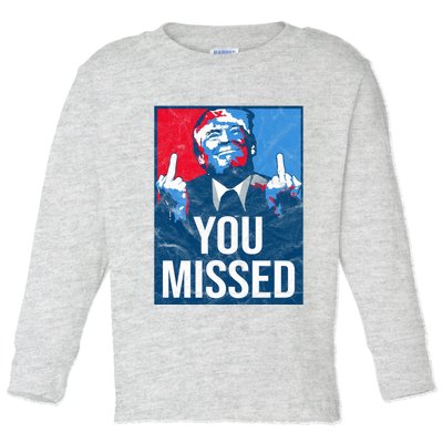 Trump You Missed Shooting Assassination Attempt Middle Finger Usa Patrioti Toddler Long Sleeve Shirt