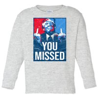 Trump You Missed Shooting Assassination Attempt Middle Finger Usa Patrioti Toddler Long Sleeve Shirt