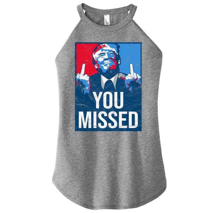 Trump You Missed Shooting Assassination Attempt Middle Finger Usa Patrioti Women's Perfect Tri Rocker Tank