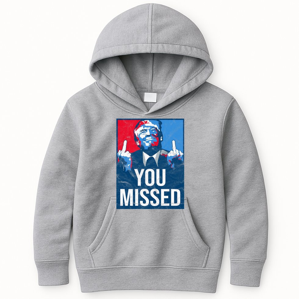 Trump You Missed Shooting Assassination Attempt Middle Finger Usa Patrioti Kids Hoodie