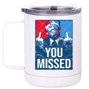 Trump You Missed Shooting Assassination Attempt Middle Finger Usa Patrioti 12 oz Stainless Steel Tumbler Cup