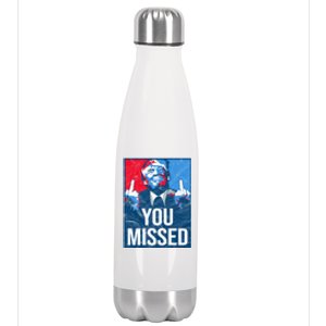 Trump You Missed Shooting Assassination Attempt Middle Finger Usa Patrioti Stainless Steel Insulated Water Bottle