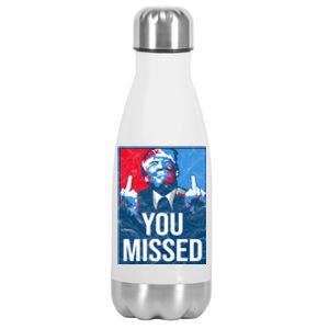 Trump You Missed Shooting Assassination Attempt Middle Finger Usa Patrioti Stainless Steel Insulated Water Bottle