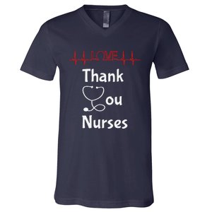 Thank You Nurses Love Stethoscope Valentine's Day V-Neck T-Shirt