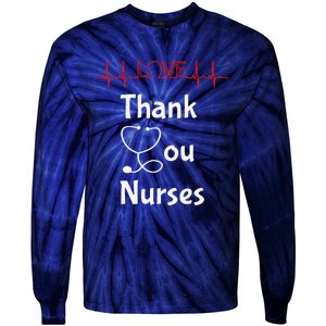 Thank You Nurses Love Stethoscope Valentine's Day Tie-Dye Long Sleeve Shirt