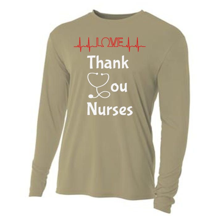 Thank You Nurses Love Stethoscope Valentine's Day Cooling Performance Long Sleeve Crew