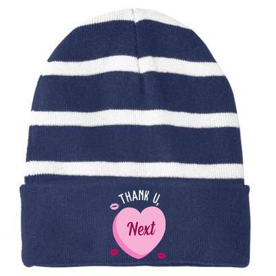 Thank You Next Anti Valentine Cute Candy Heart Striped Beanie with Solid Band