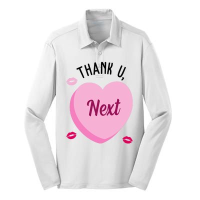 Thank You Next Anti Valentine Cute Candy Heart Silk Touch Performance Long Sleeve Polo