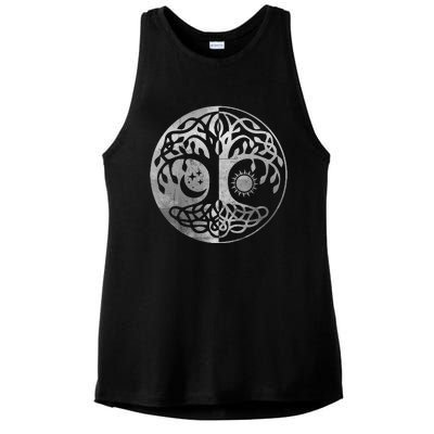 Tree Yggdrasil Of Life Viking Norway Runes Symbol Norse Rune Ladies PosiCharge Tri-Blend Wicking Tank