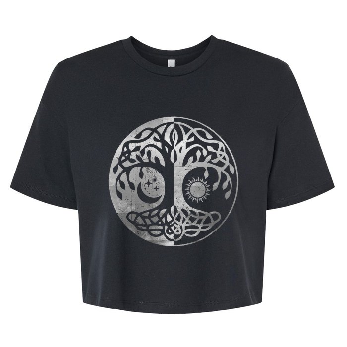 Tree Yggdrasil Of Life Viking Norway Runes Symbol Norse Rune Bella+Canvas Jersey Crop Tee