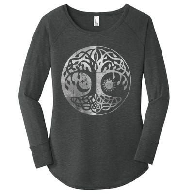 Tree Yggdrasil Of Life Viking Norway Runes Symbol Norse Rune Women's Perfect Tri Tunic Long Sleeve Shirt