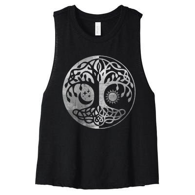 Tree Yggdrasil Of Life Viking Norway Runes Symbol Norse Rune Women's Racerback Cropped Tank