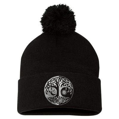 Tree Yggdrasil Of Life Viking Norway Runes Symbol Norse Rune Pom Pom 12in Knit Beanie