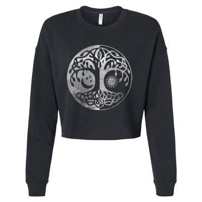 Tree Yggdrasil Of Life Viking Norway Runes Symbol Norse Rune Cropped Pullover Crew